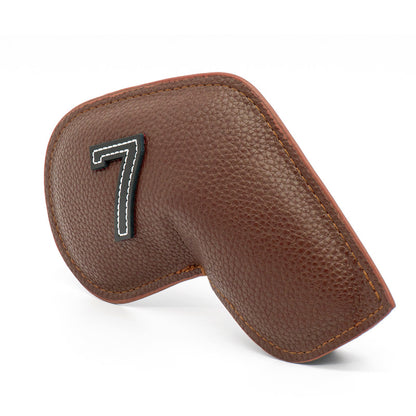 Brown Golf Iron Head Covers Set of 10 - Waterproof PU Leather Club Protectors with Embroidered Numbers (3-9, P, A, S) - Image 2