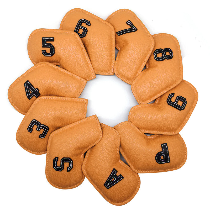 Yellow Golf Iron Head Covers Set of 10 - Waterproof PU Leather Club Protectors with Embroidered Numbers (3-9, P, A, S) - Image 2