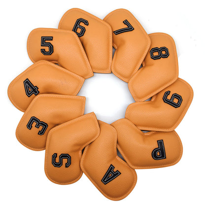 Yellow Golf Iron Head Covers Set of 10 - Waterproof PU Leather Club Protectors with Embroidered Numbers (3-9, P, A, S) - Image 2
