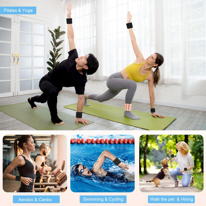 Grey Adjustable Silicone Wrist & Ankle Weights - 2lb Pair (900g) | Comfortable Fitness Resistance Bands for Workout, Running, Training - Image 8