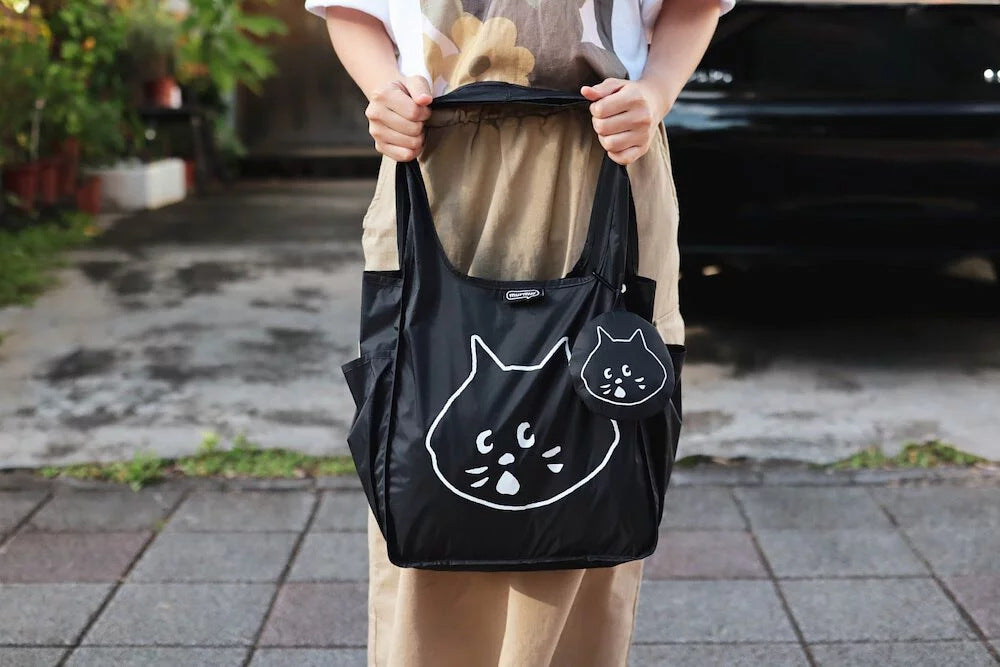 Dark Blue Foldable Waterproof Shopping Tote Bag Set - Large Capacity Lightweight Reusable Grocery Bag with Matching Pouch - Image 8