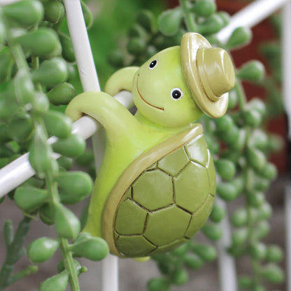 2 Pcs Green Cute Resin Turtle Pot Hanger - Garden Planter Pal Figurine Decoration - Image 7
