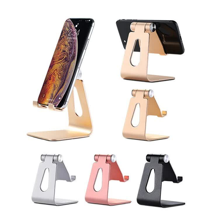 2 Pcs Black Foldable Aluminum Alloy Phone & Tablet Stand - Adjustable Portable Desktop Holder - Image 3