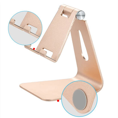 2 Pcs Black Foldable Aluminum Alloy Phone & Tablet Stand - Adjustable Portable Desktop Holder - Image 6