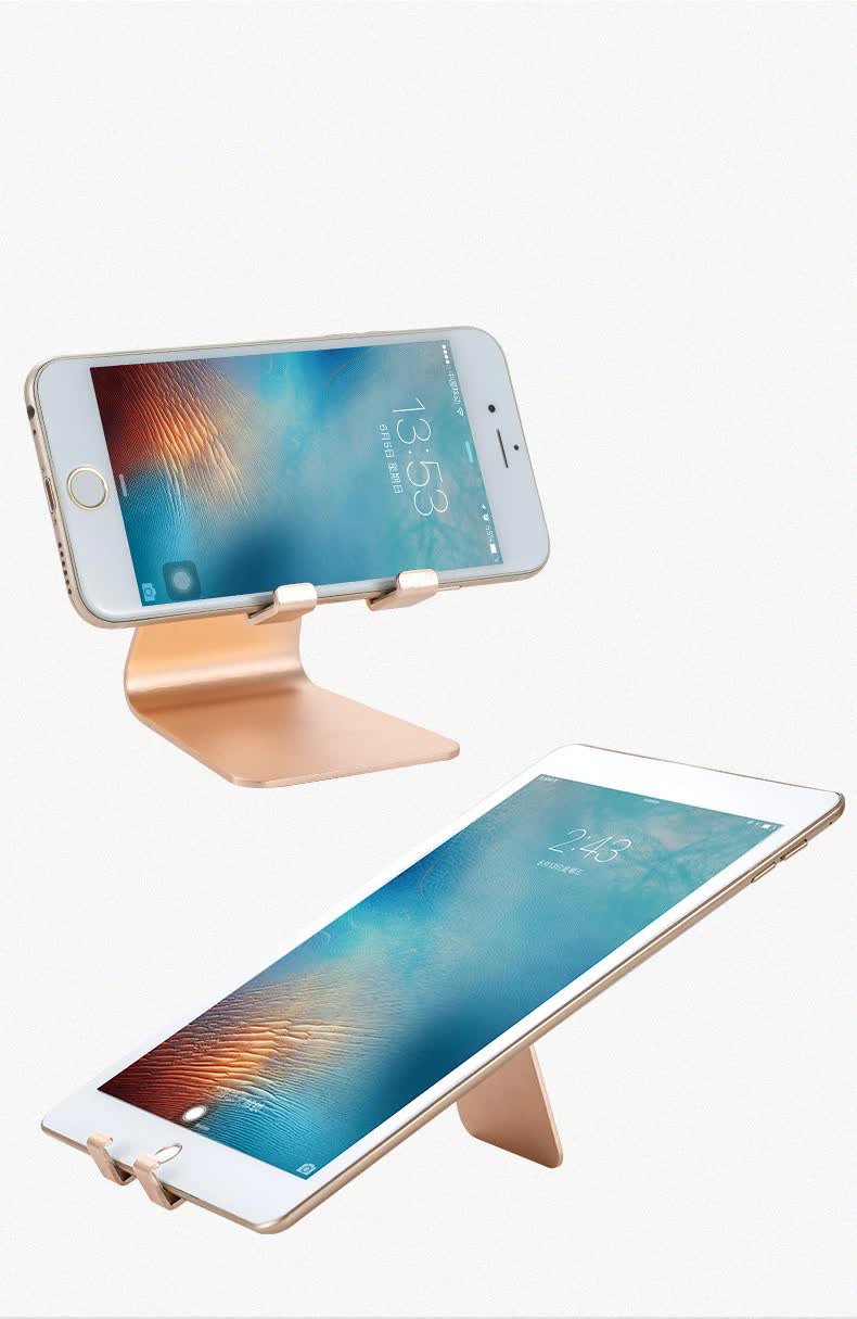 2 Pcs Gold Foldable Aluminum Alloy Phone & Tablet Stand - Adjustable Portable Desktop Holder - Image 7
