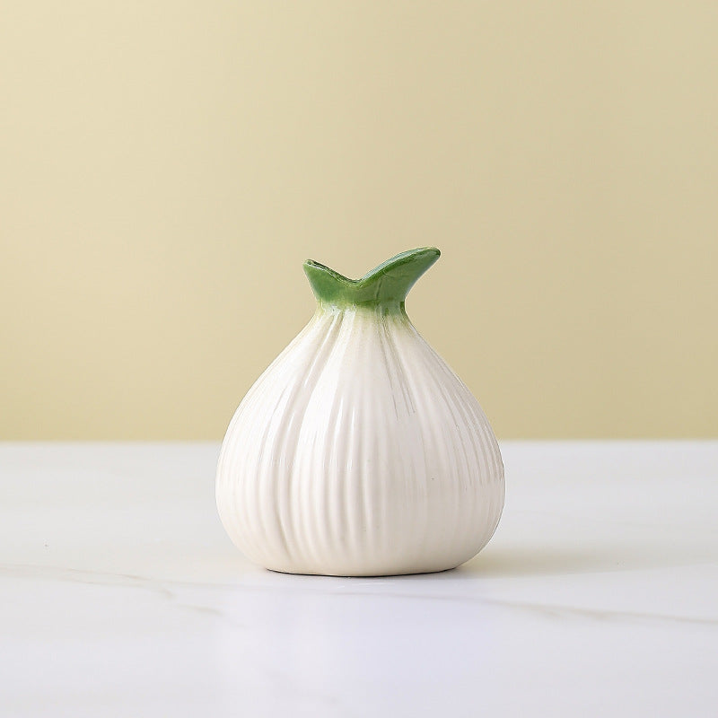 2 Pcs Creative Onion-Shaped Ceramic Vase for Hydroponic Plants - Cute INS Style Floral Decor for Living Room or Office(1 purple + 1 white) - Image 2