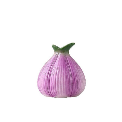2 Pcs Creative Onion-Shaped Ceramic Vase for Hydroponic Plants - Cute INS Style Floral Decor for Living Room or Office(1 purple + 1 white) - Image 5