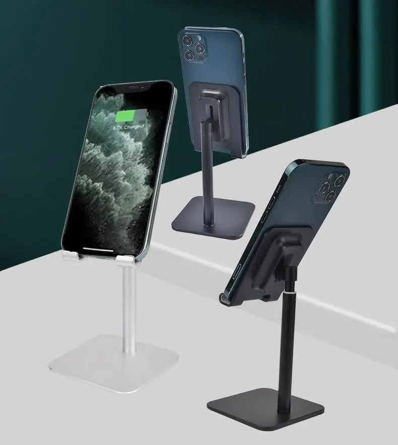 Silver Adjustable Aluminum Alloy Phone and Tablet Stand - Telescopic Desktop Holder for Live Streaming and Hands-Free Use - Image 7