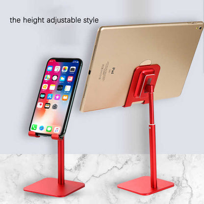 Red Adjustable Aluminum Alloy Phone and Tablet Stand - Telescopic Desktop Holder for Live Streaming and Hands-Free Use - Image 3