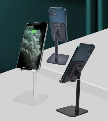 Grey Adjustable Aluminum Alloy Phone and Tablet Stand - Telescopic Desktop Holder for Live Streaming and Hands-Free Use - Image 7