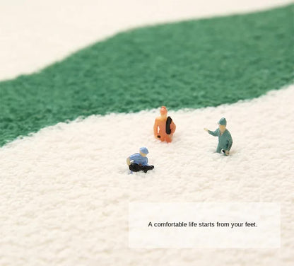 2 Pcs Green And White Foot-Shaped Plush Bath Mat - Non-Slip Absorbent Bathroom Rug for Bedroom and Doorway (50x80cm) - Image 7