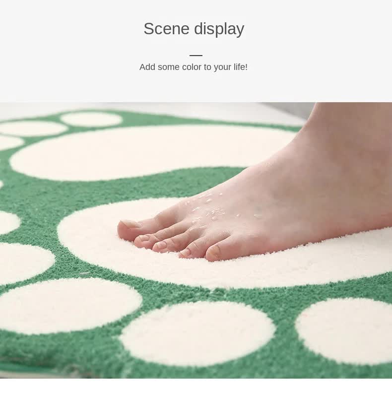 2 Pcs Grey And White Foot-Shaped Plush Bath Mat - Non-Slip Absorbent Bathroom Rug for Bedroom and Doorway (50x80cm) - Image 6