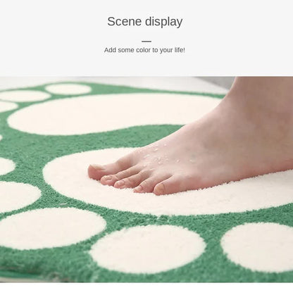 2 Pcs Dark Red And White Foot-Shaped Plush Bath Mat - Non-Slip Absorbent Bathroom Rug for Bedroom and Doorway (50x80cm) - Image 6