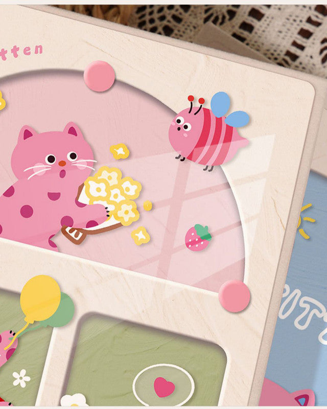 Cover 3 Colorful Cartoon cat pattern 6-Inch 100-Photo Cartoon Cat Album - Large Capacity Family Photo Storage Book with Suede and Crystal Cover - Image 2