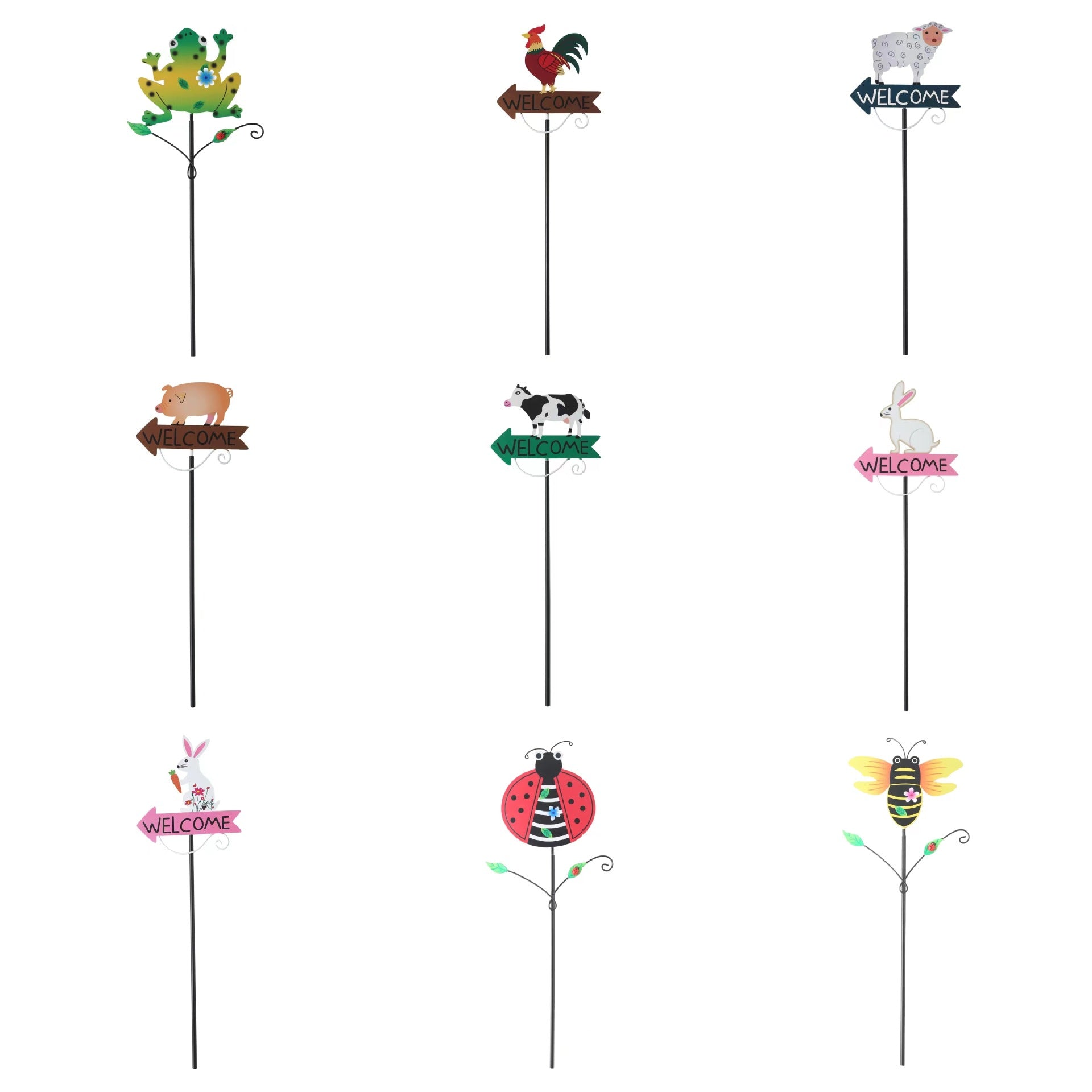 White Rabbit Pattern Charming Metal Garden Stakes | Welcome Yard & Lawn Decor - Image 2