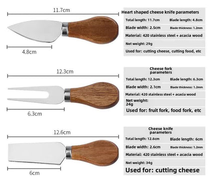 Brown And Gold Premium Acacia Wood Cheese Board Set | Charcuterie Platter with 3 Stainless Steel Knives - Image 4