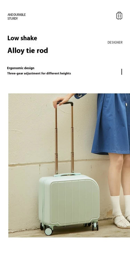Black Compact 18-Inch Carry-On Suitcase | Lightweight ABS Hardside Spinner Luggage - Image 4