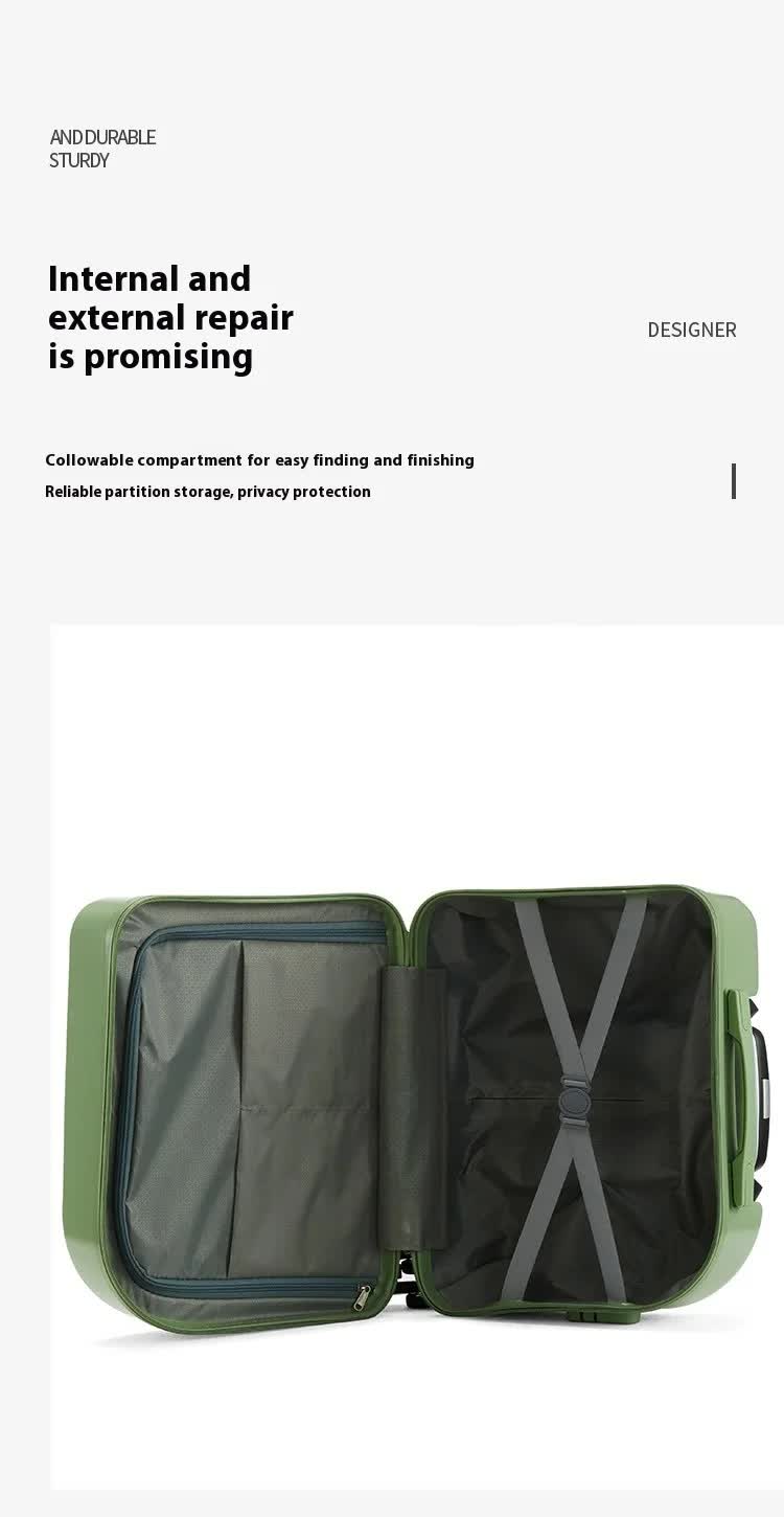 Black Compact 18-Inch Carry-On Suitcase | Lightweight ABS Hardside Spinner Luggage - Image 8