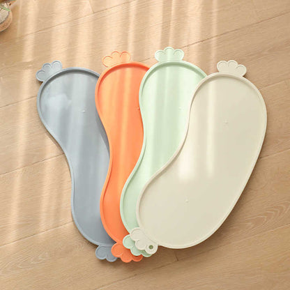 Orange Non-Slip Pet Feeding Mat - Waterproof Dog & Cat Food Bowl Placemat with Raised Edges - Image 3