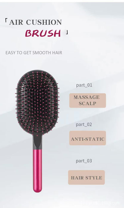 Champagne Air Cushion Massage Paddle Brush & Wide Tooth Comb Set - Gentle Detangling for All Hair Types - Image 6
