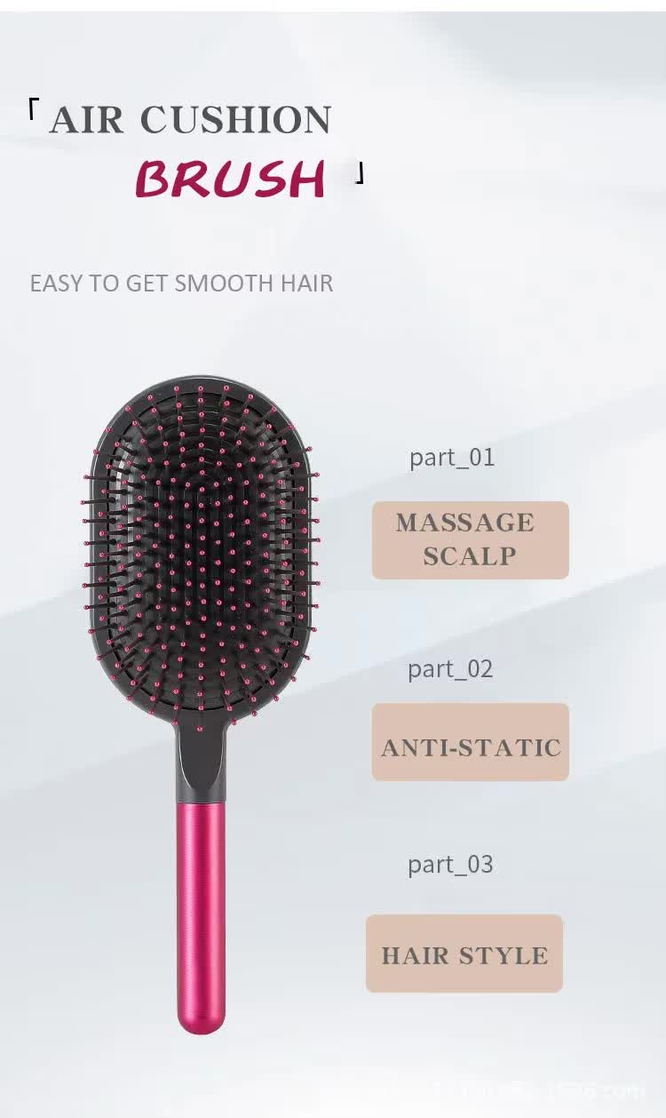Grey Air Cushion Massage Paddle Brush & Wide Tooth Comb Set - Gentle Detangling for All Hair Types - Image 6