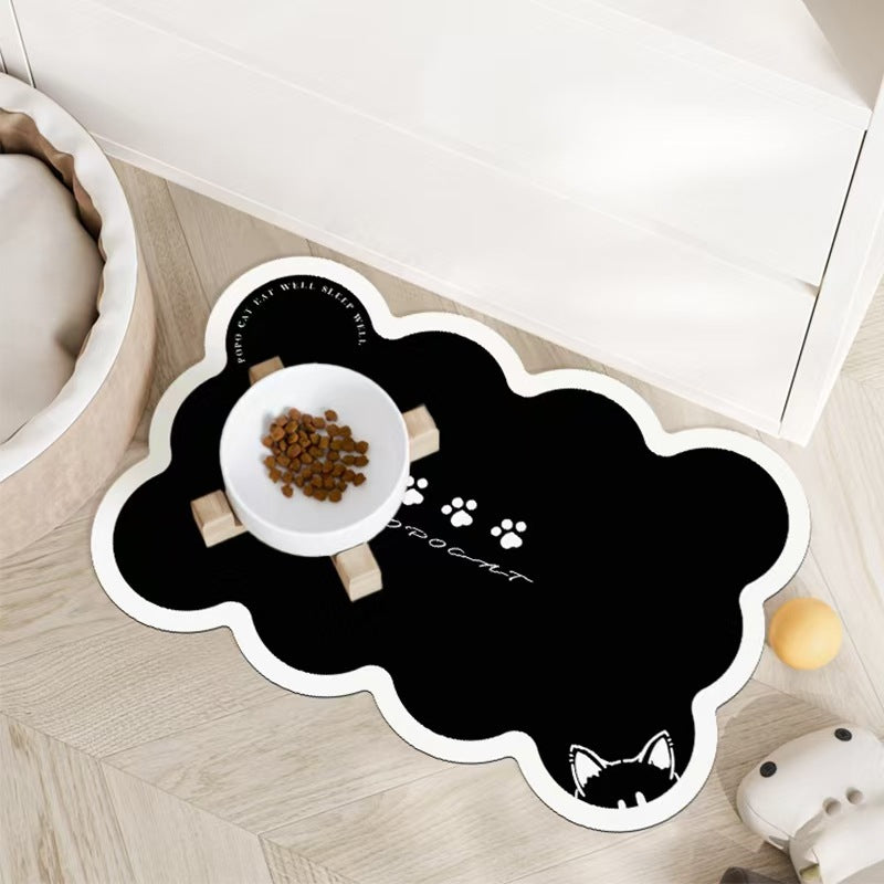 Style 5 Black And Blue Absorbent Diatomaceous Earth Pet Feeding Mat - Non-Slip & Quick Dry Placemat (50x80cm) - Image 3