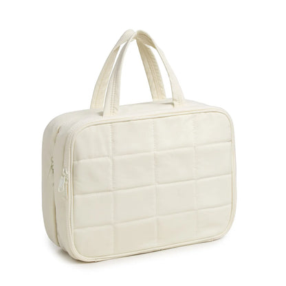Size L Beige Quilted Hanging Toiletry Bag with Jewelry Organizer - Travel Cosmetic Case(31*12*23) - Image 8