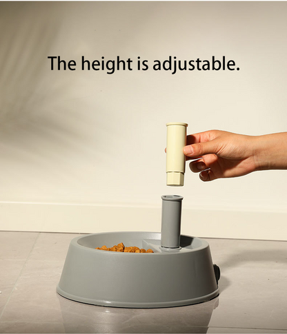 Grey Base Adjustable Height Pet Water Dispenser with Food Bowl Base - Non-Drip Bottle Feeder Station for Dogs & Cats - Image 5