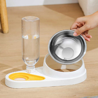 Blue Pet Bowl Set with Automatic Gravity Water Dispenser - Stainless Steel & PP Feeder Station - Image 3
