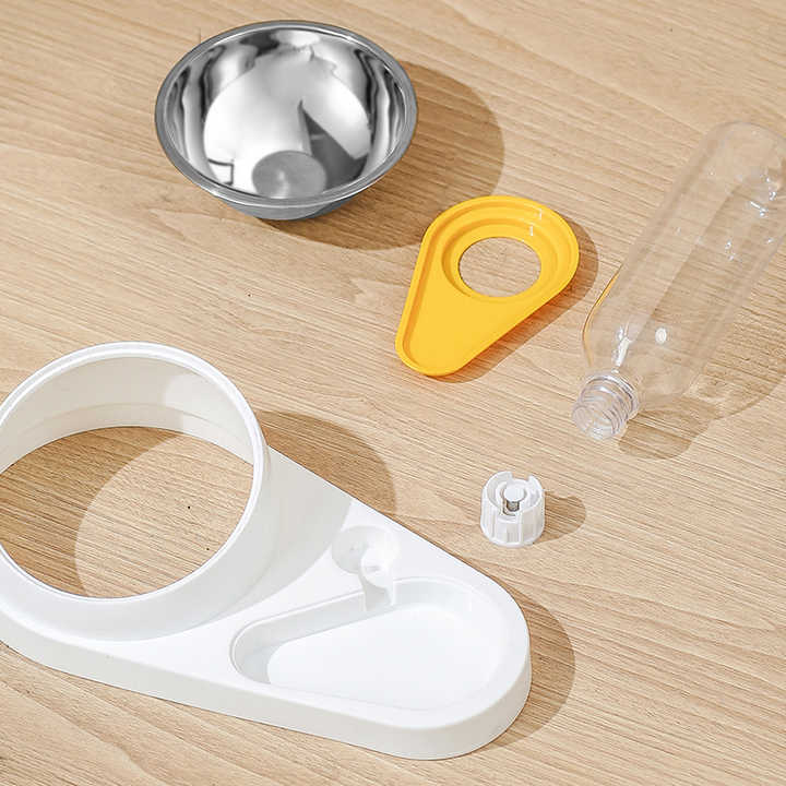 Green And Yellow Pet Bowl Set with Automatic Gravity Water Dispenser - Stainless Steel & PP Feeder Station - Image 5