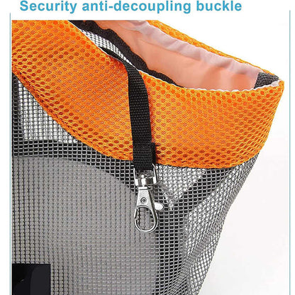 Orange And Grey Lightweight Breathable Mesh Pet Carrier Handbag - Portable Travel Tote for Small Dogs & Cats up to 8kg - Image 5