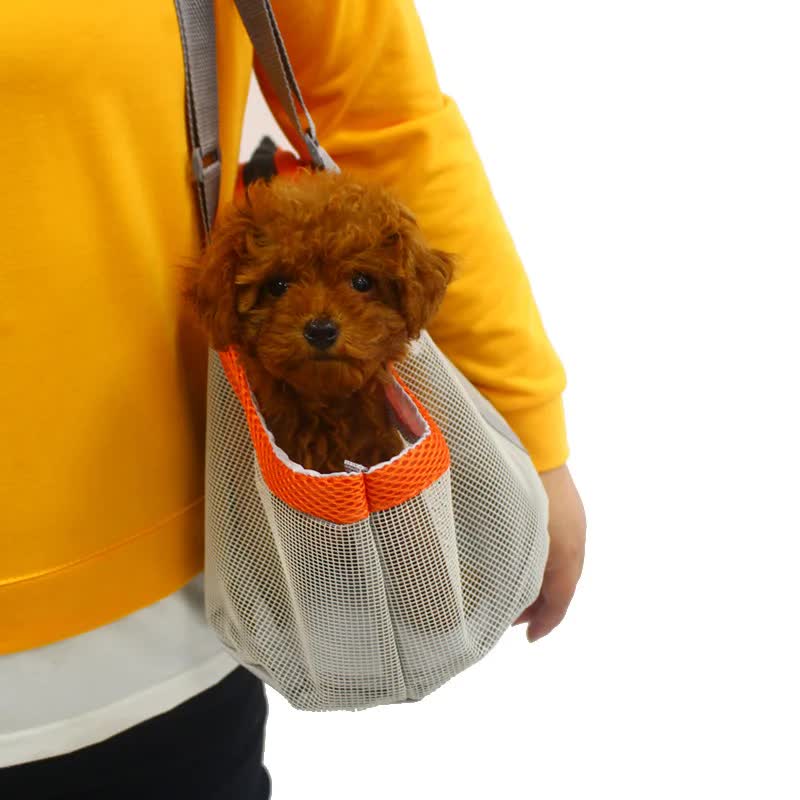 Orange And Grey Lightweight Breathable Mesh Pet Carrier Handbag - Portable Travel Tote for Small Dogs & Cats up to 8kg - Image 8
