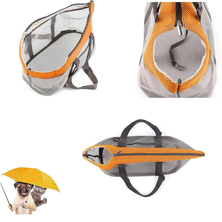 Grey And Red Lightweight Breathable Mesh Pet Carrier Handbag - Portable Travel Tote for Small Dogs & Cats up to 8kg - Image 2
