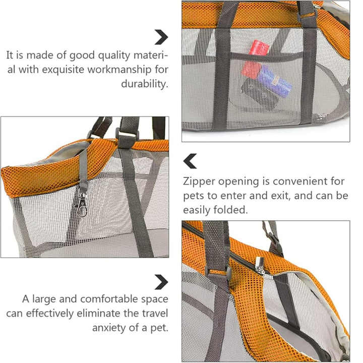 Grey And Red Lightweight Breathable Mesh Pet Carrier Handbag - Portable Travel Tote for Small Dogs & Cats up to 8kg - Image 4