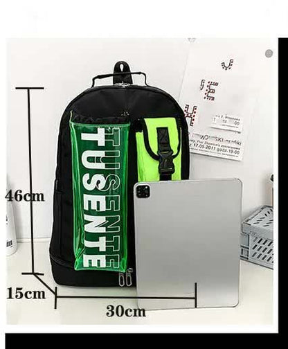 Purple And Black Stylish Sports Backpack with Contrast Pockets - Unisex Gym Bag for Badminton & Tennis - Image 4