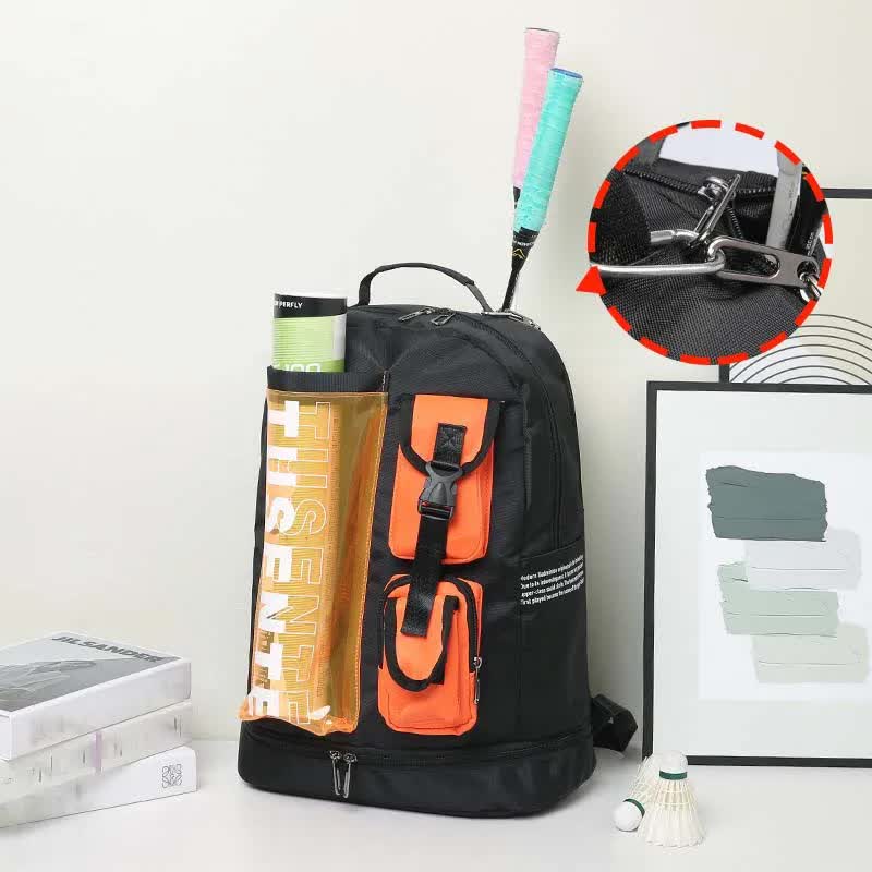 Purple And Black Stylish Sports Backpack with Contrast Pockets - Unisex Gym Bag for Badminton & Tennis - Image 6