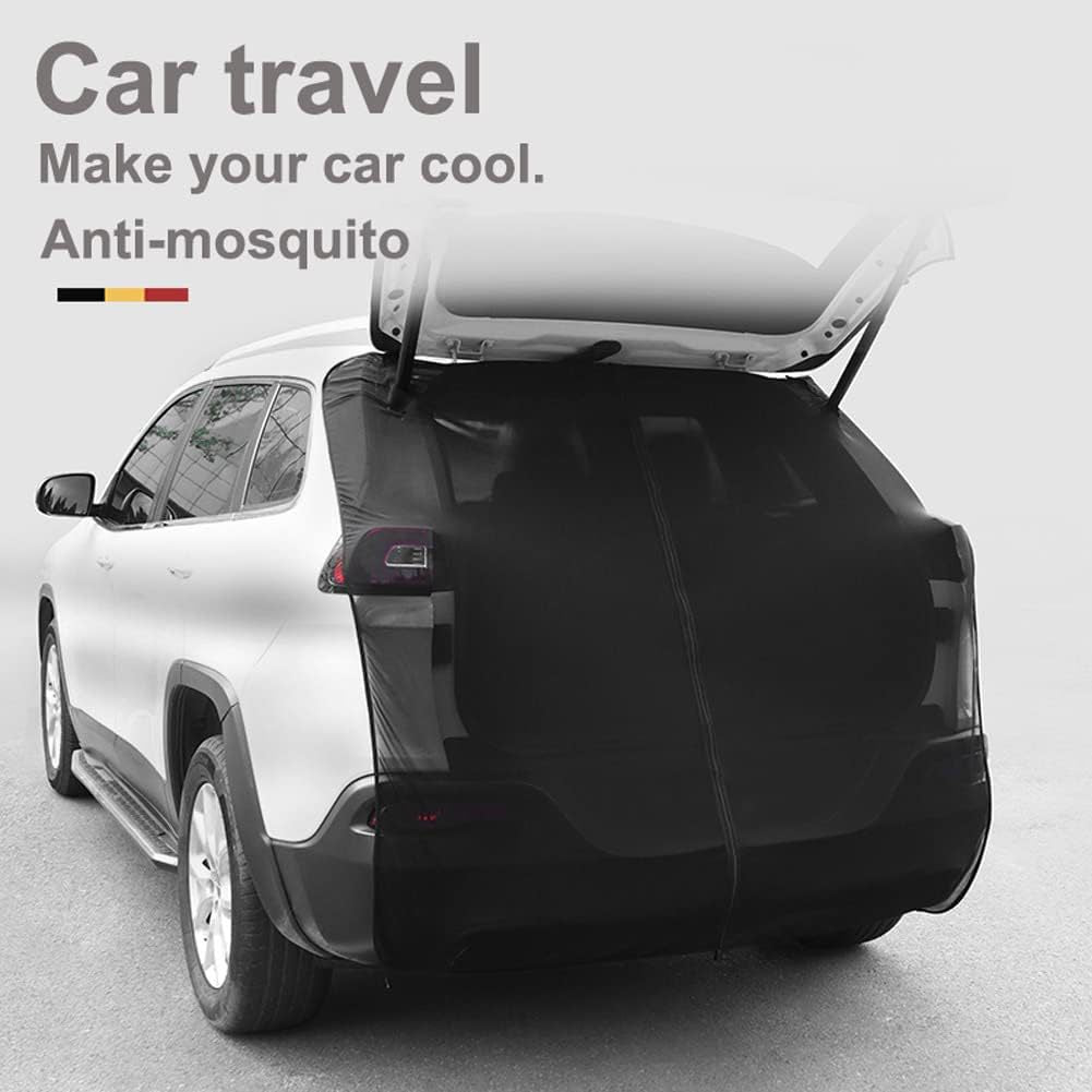 Size M Black Magnetic Car Window Sun Shade Screens & SUV Tailgate Mosquito Net Set - Breathable Bug Protection - Image 3