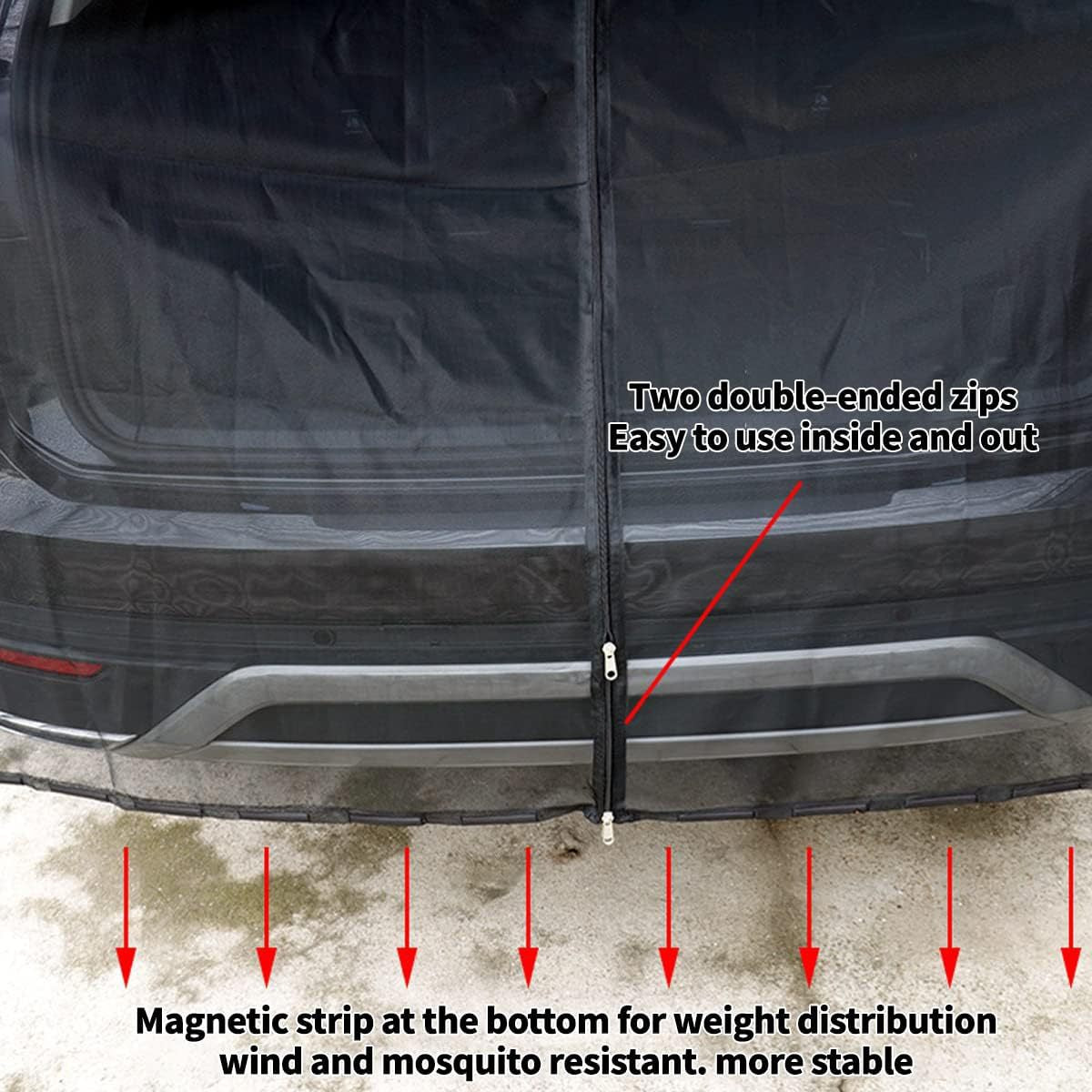 Size XL Black Magnetic Car Window Sun Shade Screens & SUV Tailgate Mosquito Net Set - Breathable Bug Protection - Image 9