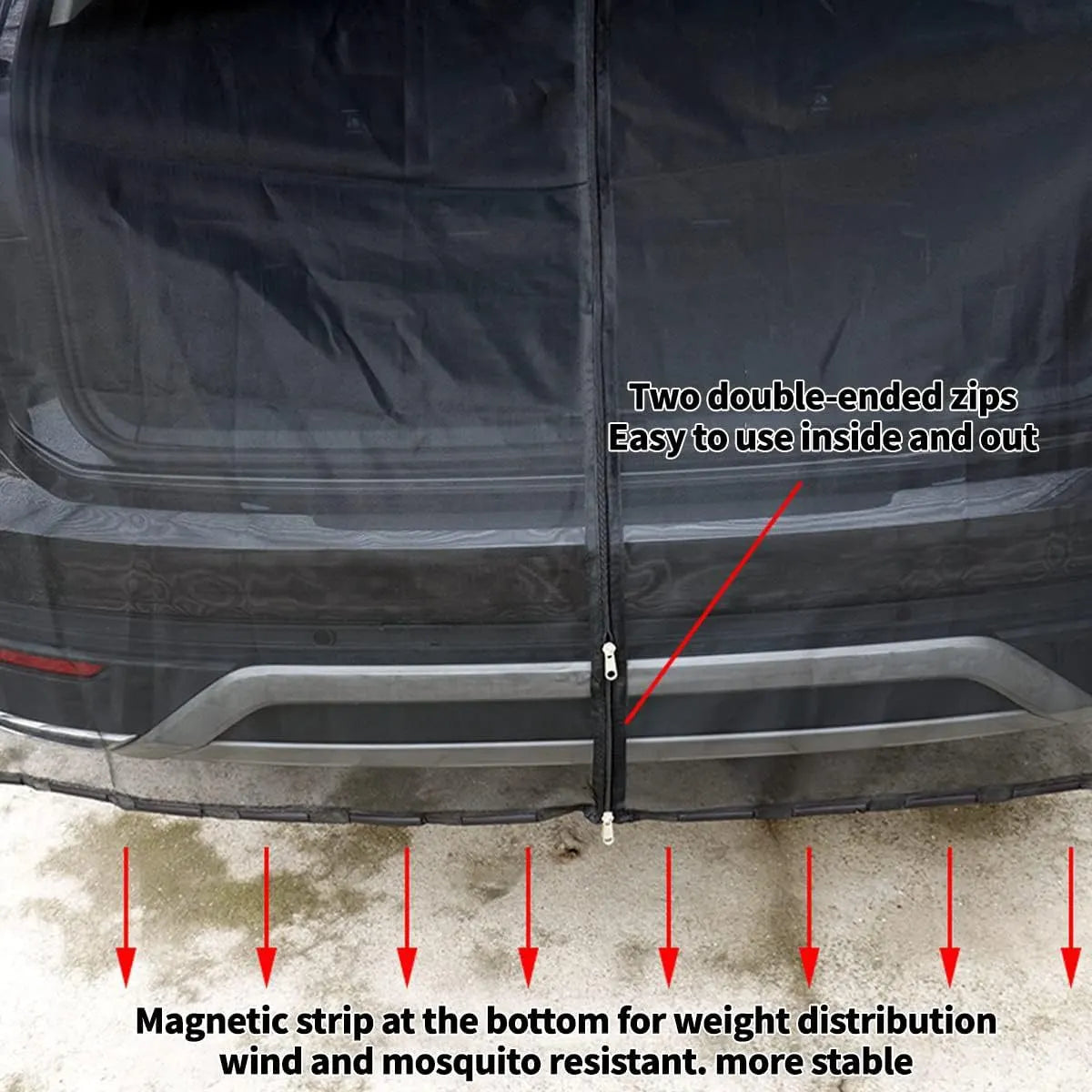 Size S Black Tailgate Mosquito Net Screen - Magnetic Bug Protection for Boot Opening - Image 9