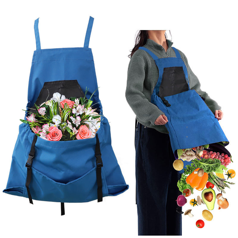 Blue Garden Harvesting Apron - Waterproof Oxford Cloth with Quick Release Pouch - Image 2