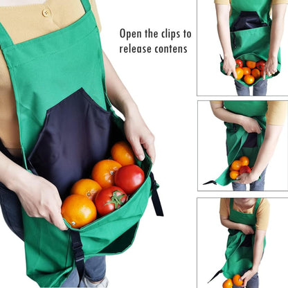 Green Garden Harvesting Apron - Waterproof Oxford Cloth with Quick Release Pouch - Image 6