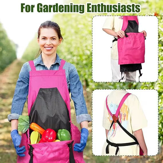 Rose Red Garden Harvesting Apron - Waterproof Oxford Cloth with Quick Release Pouch - Image 5