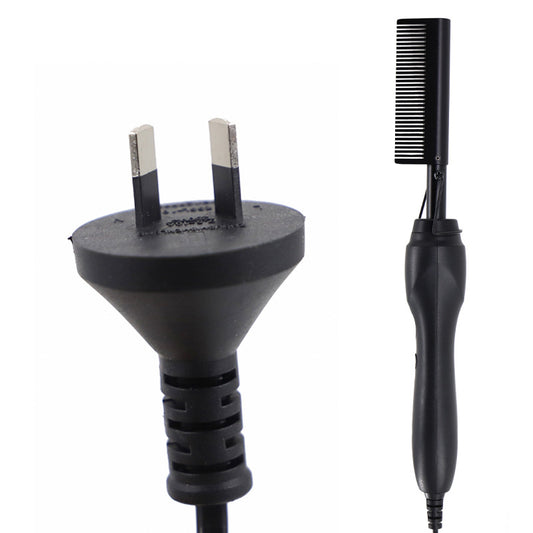Black Electric Hot Comb Hair Straightener - Fast Heating Styling Tool with 3 Temp Settings & Anti-Scald Guard
