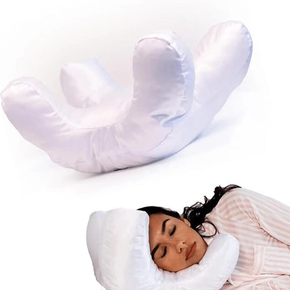 White Beauty Sleep Pillow - Contoured Memory Foam Pillow for Face & Neck Support - Image 5