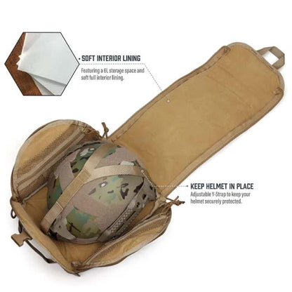 Grey Tactical Helmet Bag & Utility Pouch - Padded MOLLE Gear Storage Carrier  - Image 7