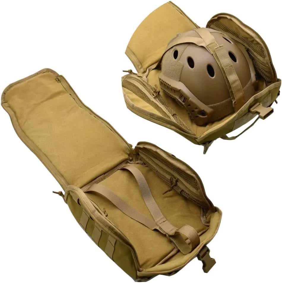 Grey Tactical Helmet Bag & Utility Pouch - Padded MOLLE Gear Storage Carrier  - Image 9