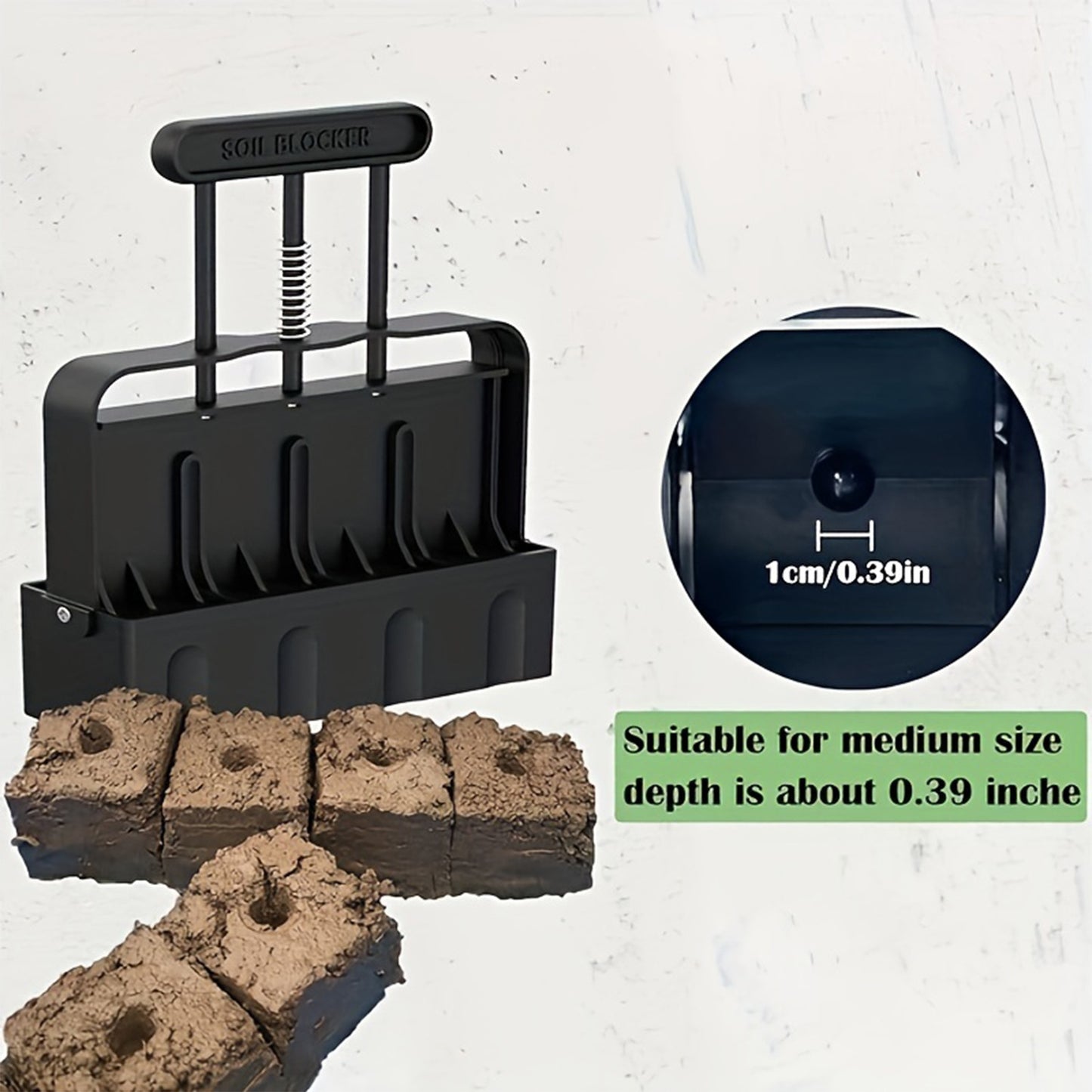 Black Manual Soil Blocker Tool - 5 x 5cm Block Maker for Seed Starting - Image 3