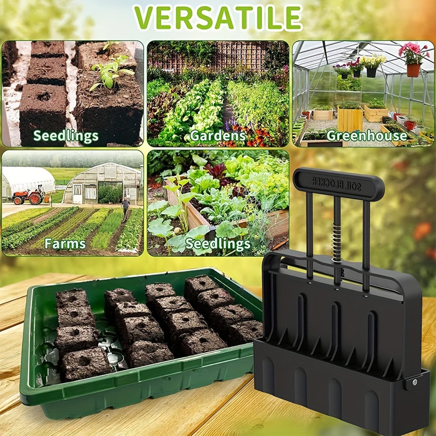 Black Manual Soil Blocker Tool - 5 x 5cm Block Maker for Seed Starting - Image 4