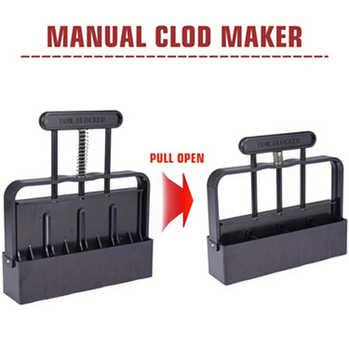 Black Manual Soil Blocker Tool - 5 x 5cm Block Maker for Seed Starting - Image 6