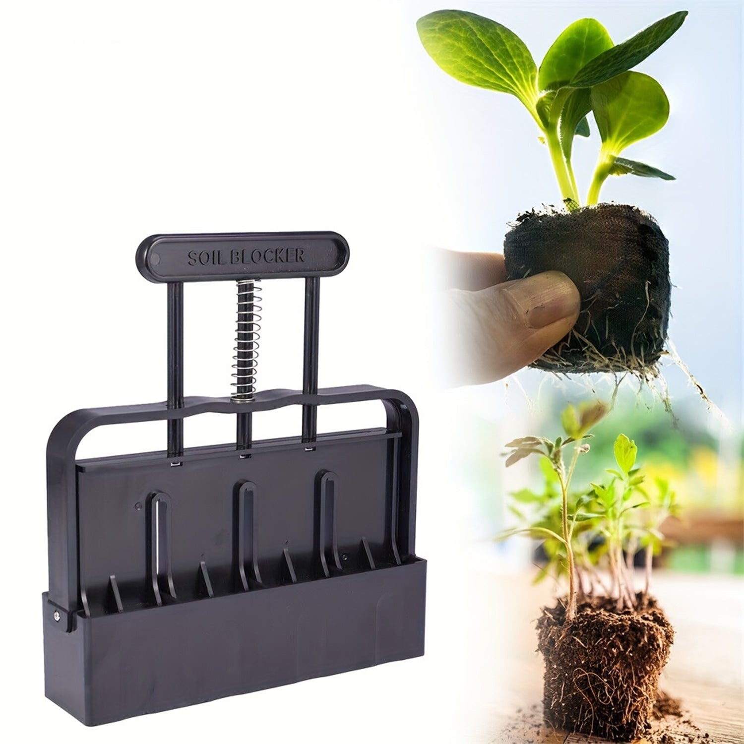 Black Manual Soil Blocker Tool - 5 x 5cm Block Maker for Seed Starting - Image 7